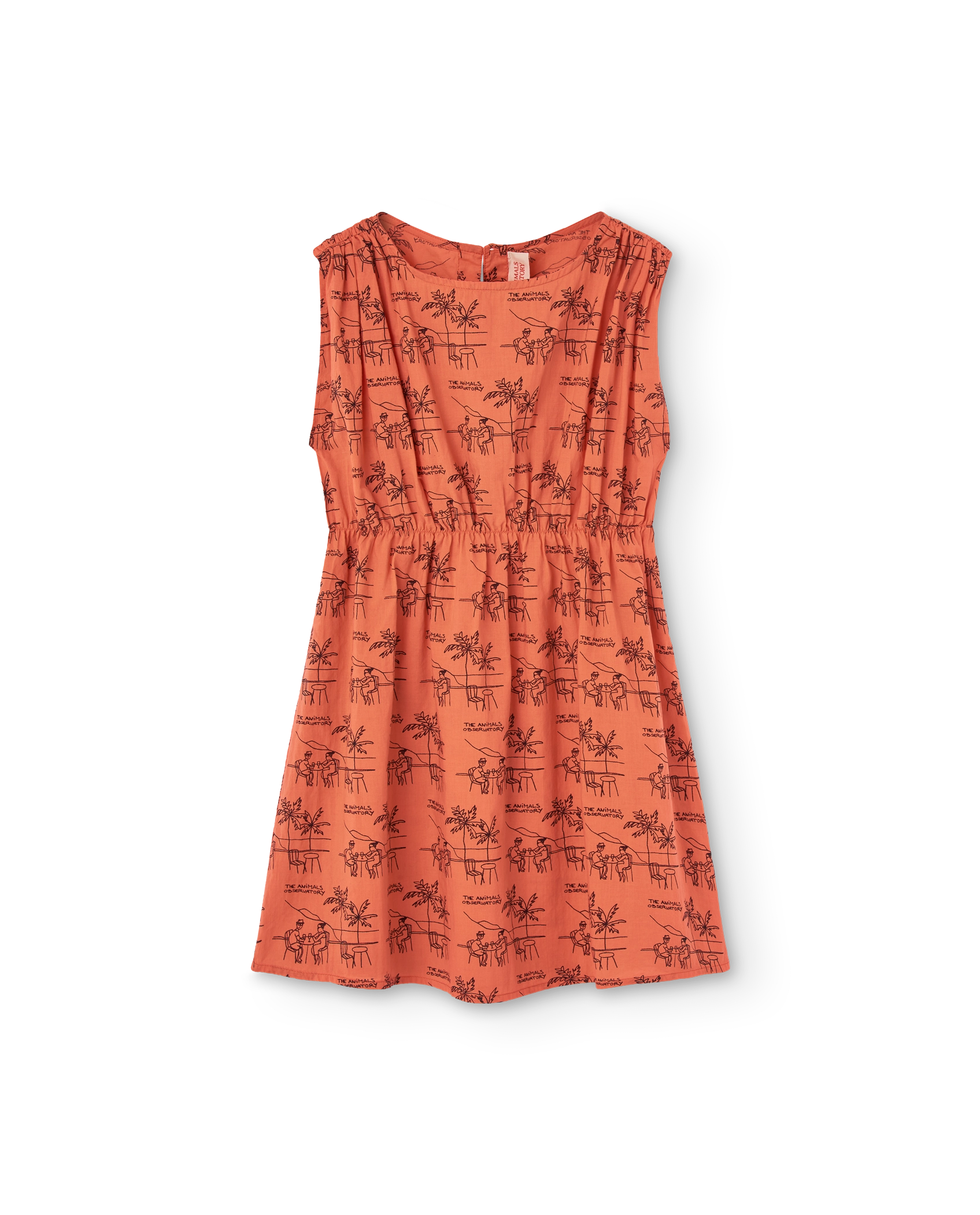 Salmon Drawings Marten Midi Dress PRODUCT FRONT