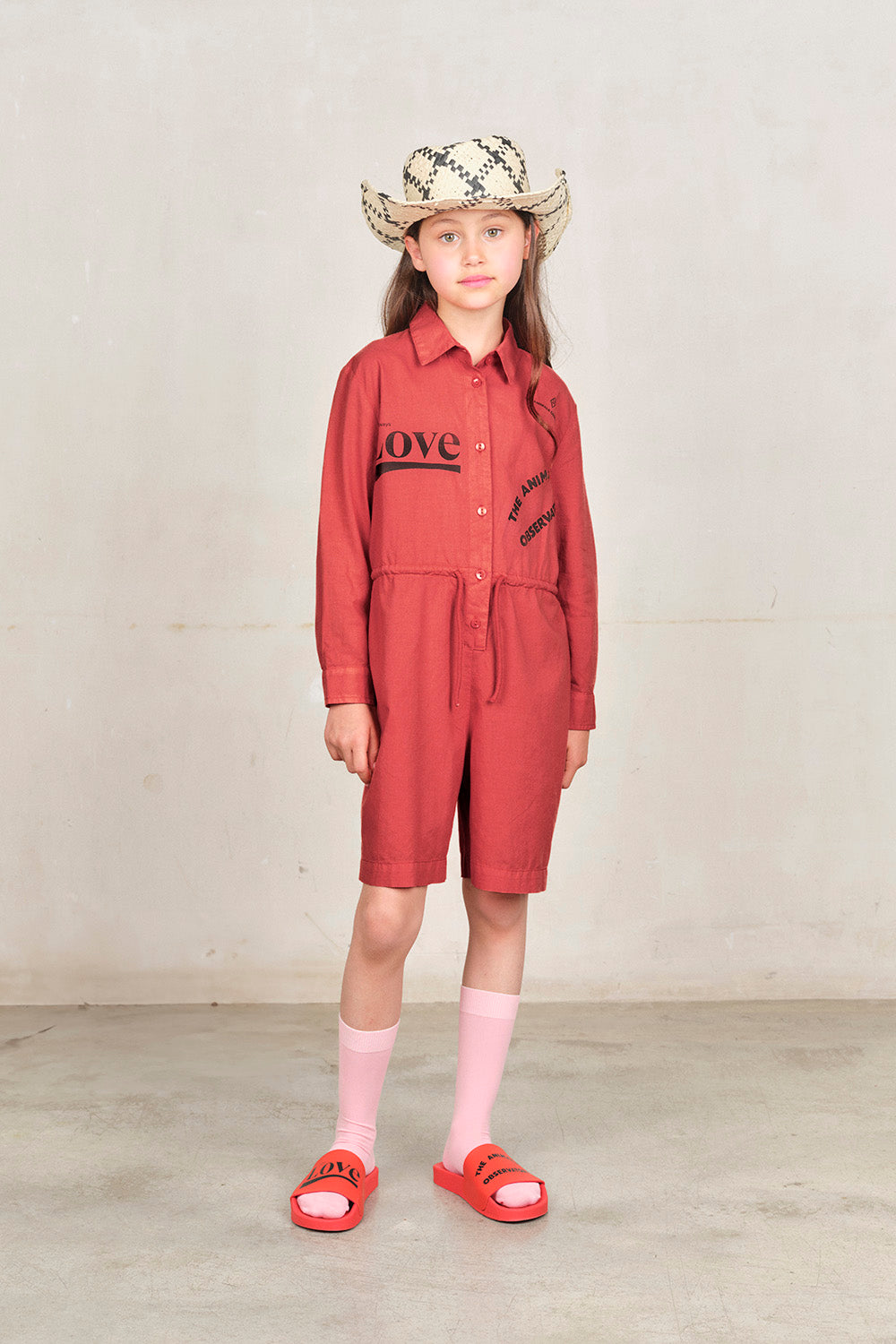 Red Love Squirrel Short Jumpsuit MODEL FRONT