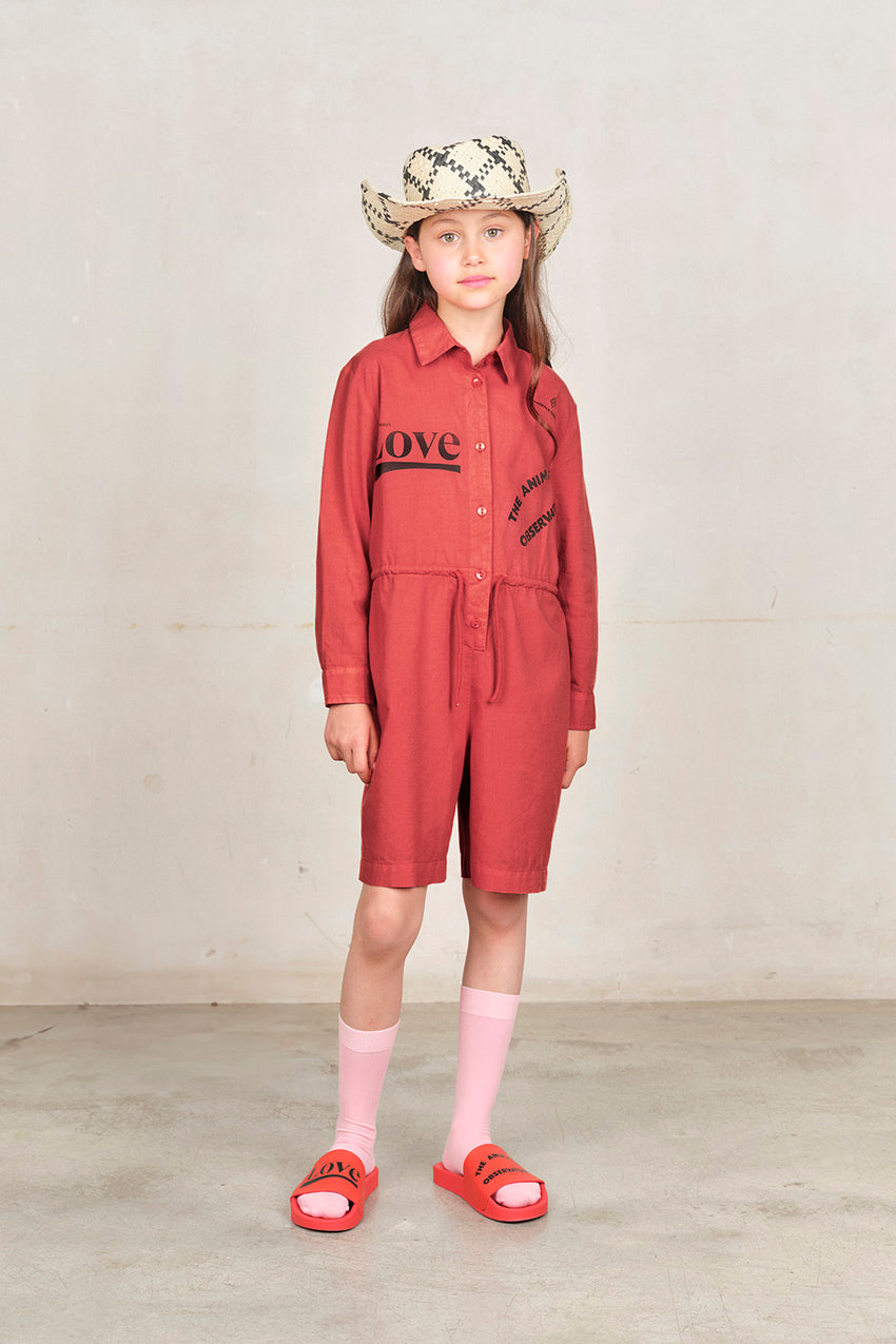 Red Love Squirrel Short Jumpsuit MODEL FRONT