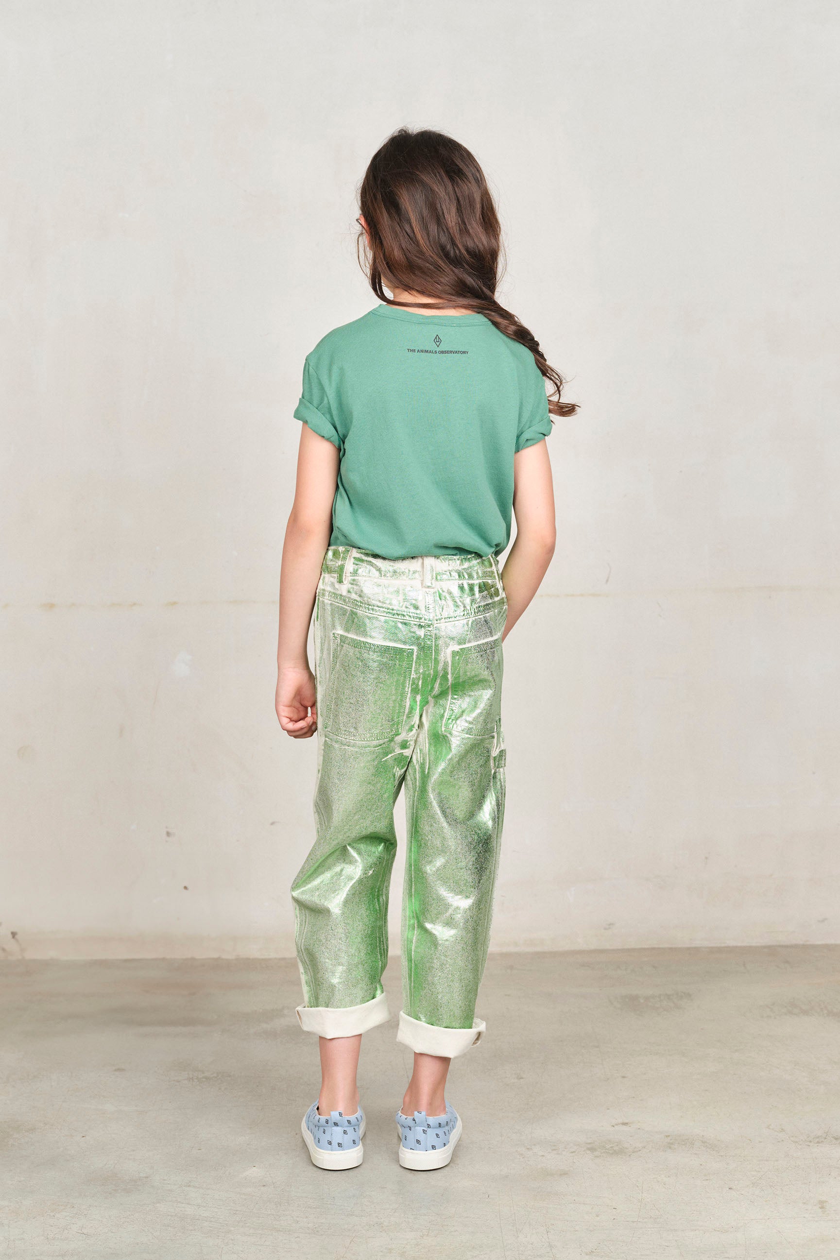 Green Shiny Condor Pants MODEL BACK