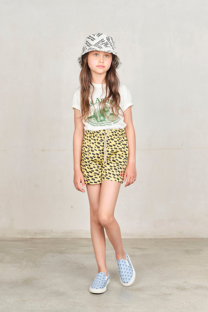 Yellow Animal Monkey Bermuda Shorts MODEL FRONT