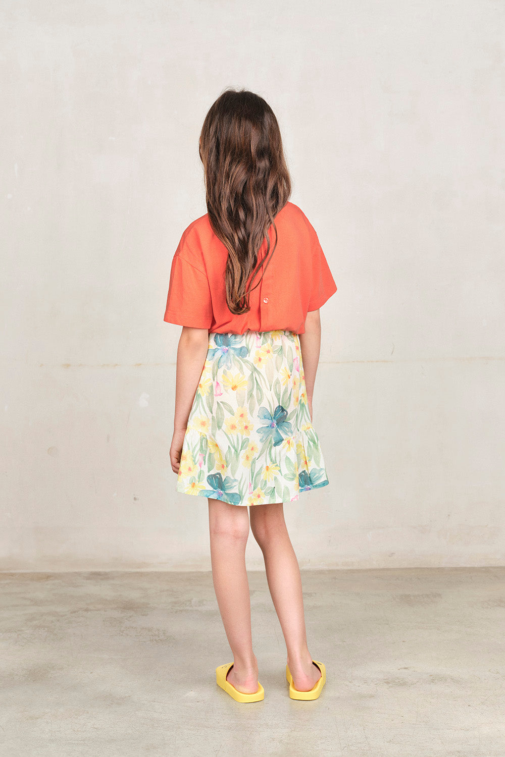 White Floral Slug Skirt MODEL BACK