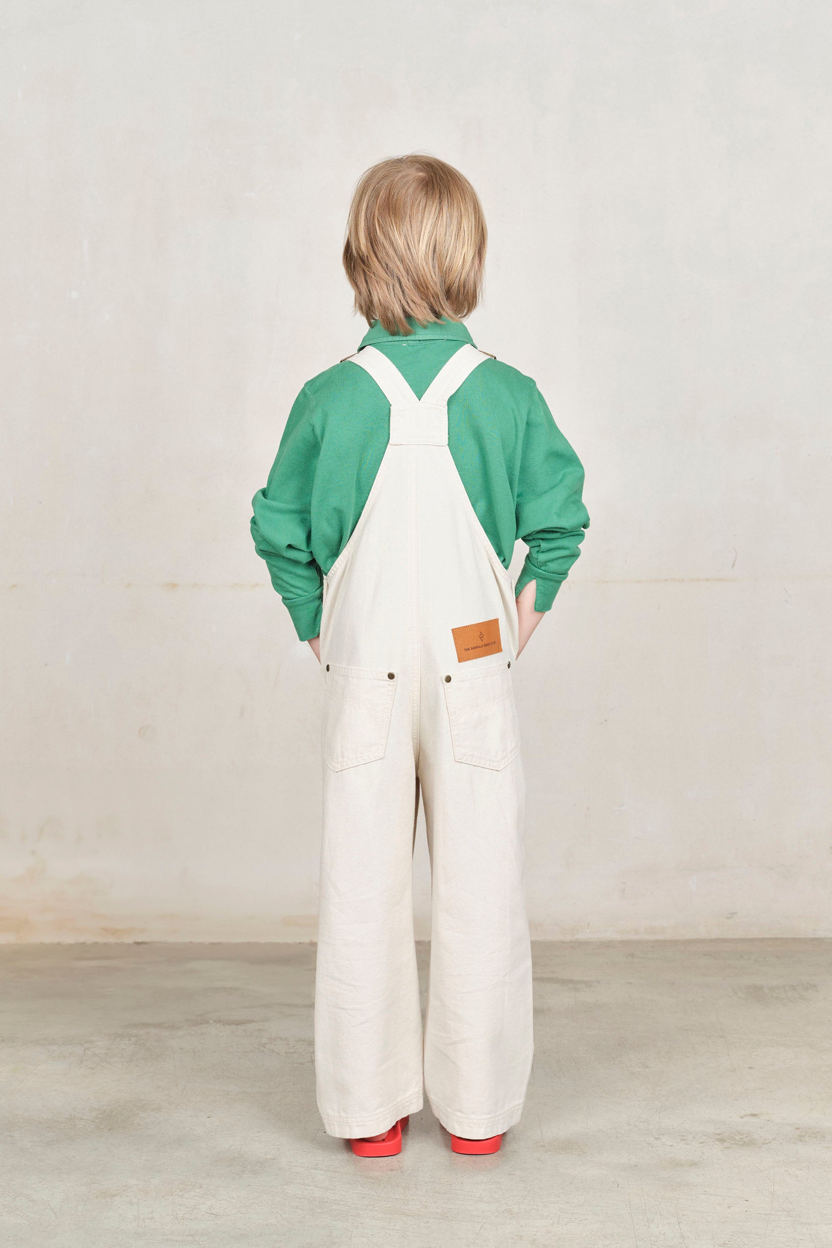 Raw White Mule Dungarees MODEL BACK