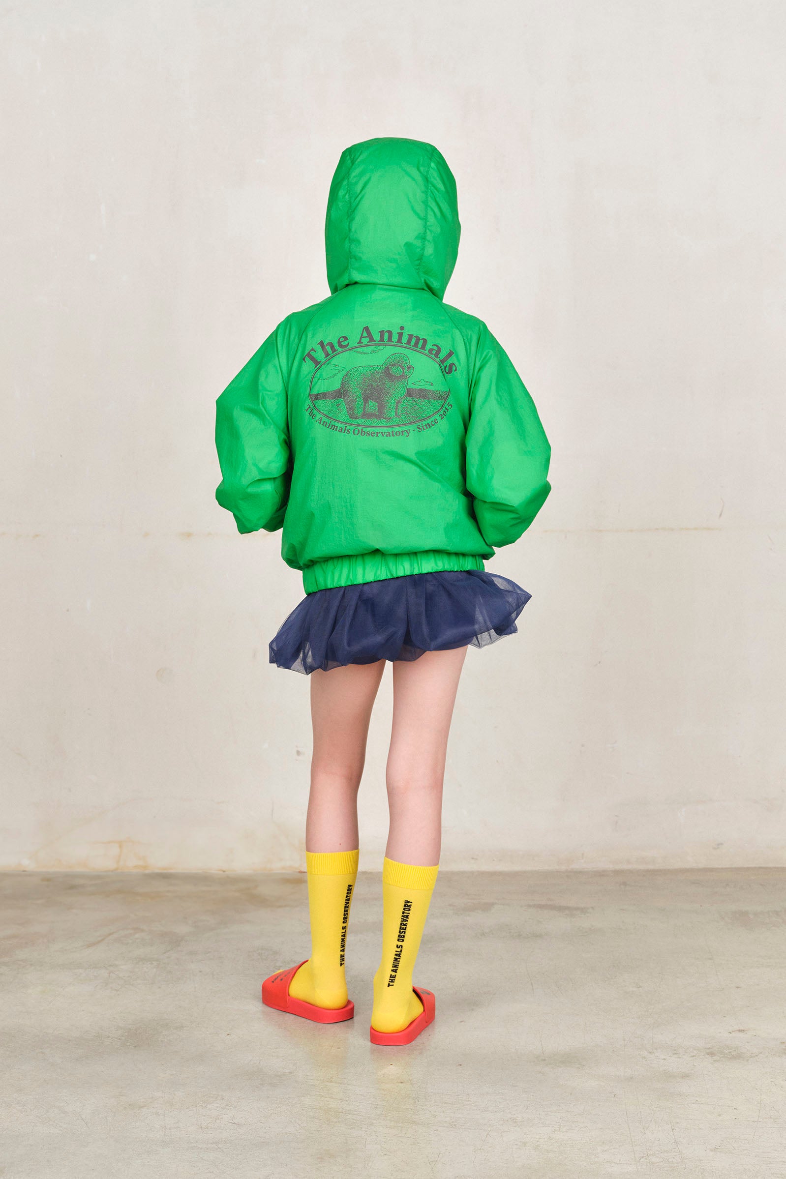 Green Poodle Fox Windbreaker MODEL BACK