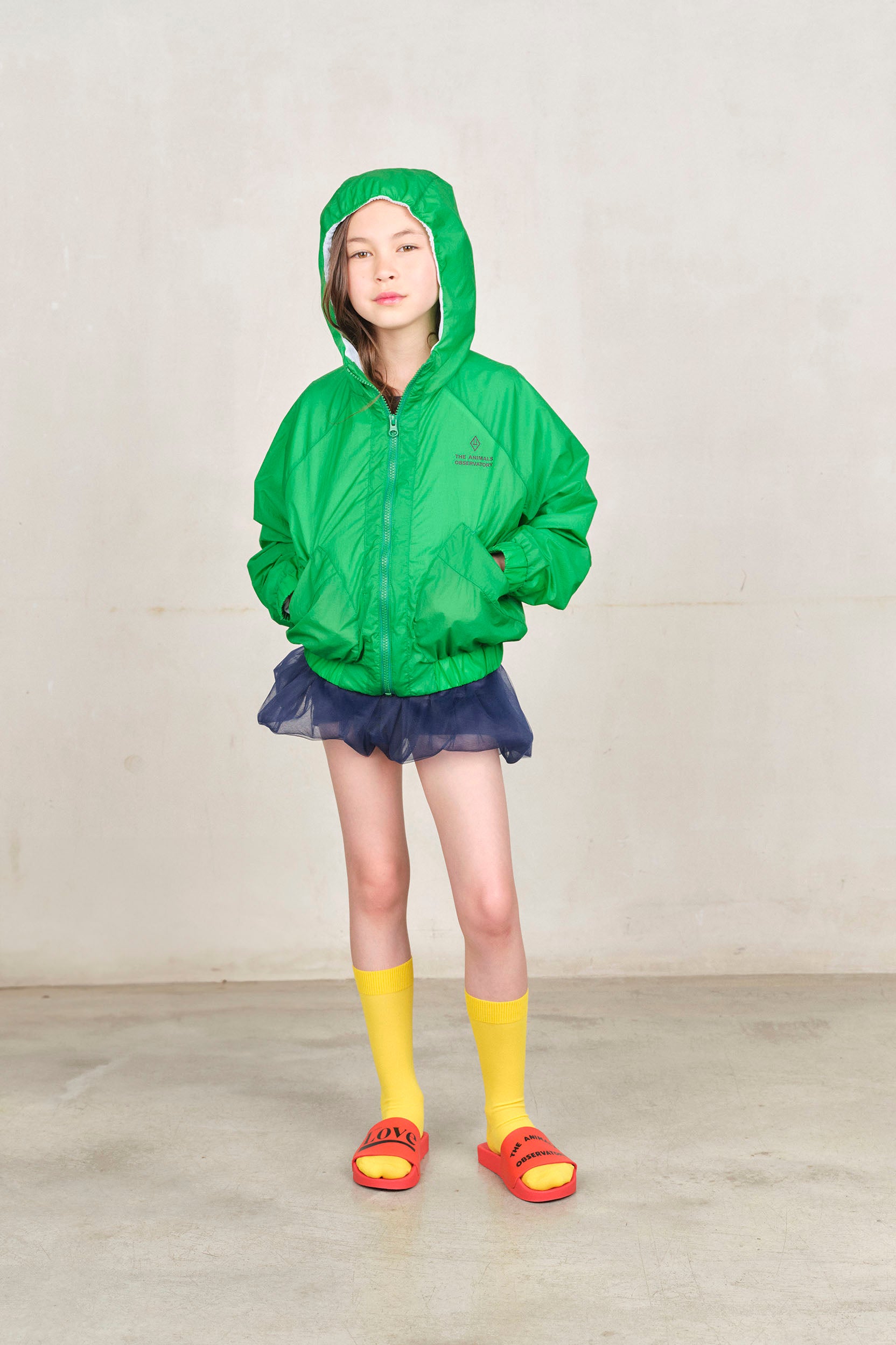 Green Poodle Fox Windbreaker MODEL FRONT