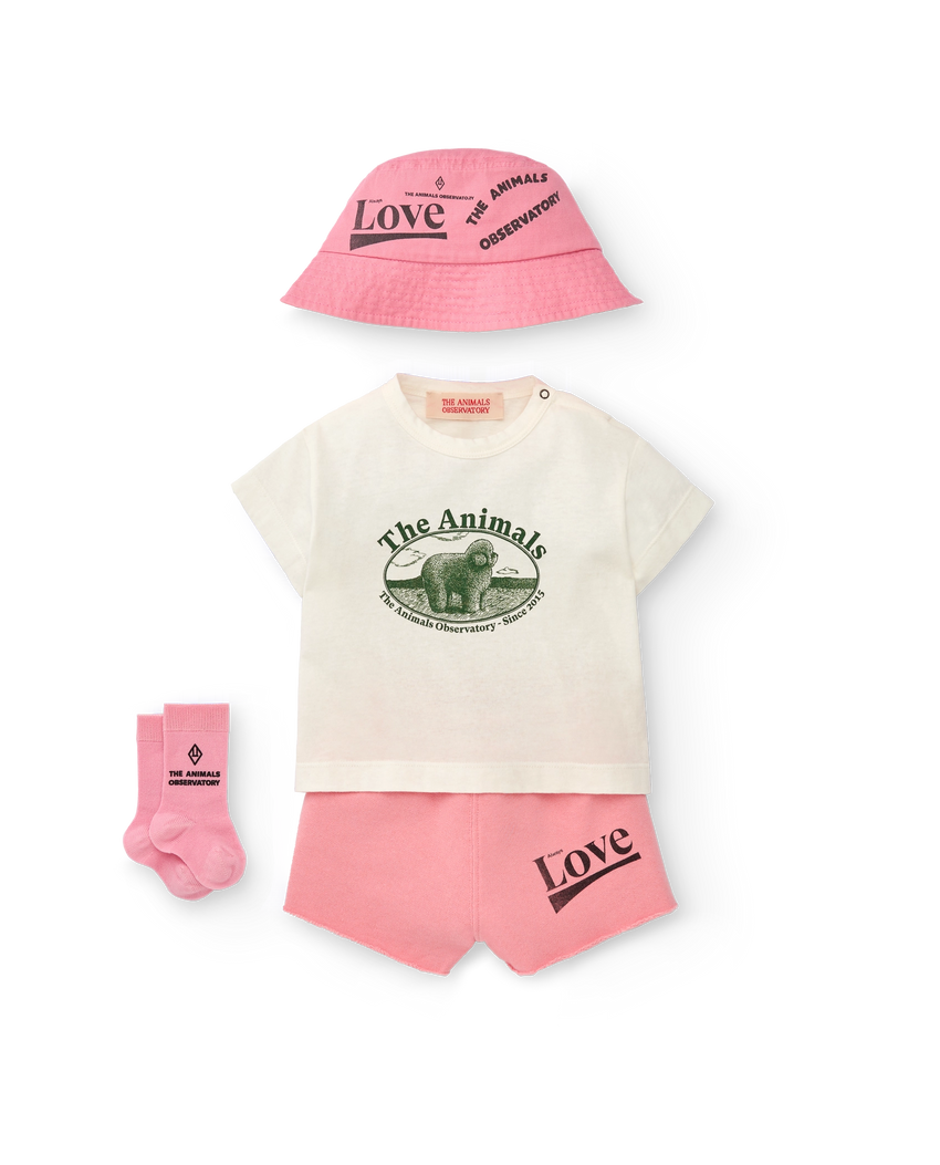 Pink Love Turtledove short Sweatpants MODEL SIDE