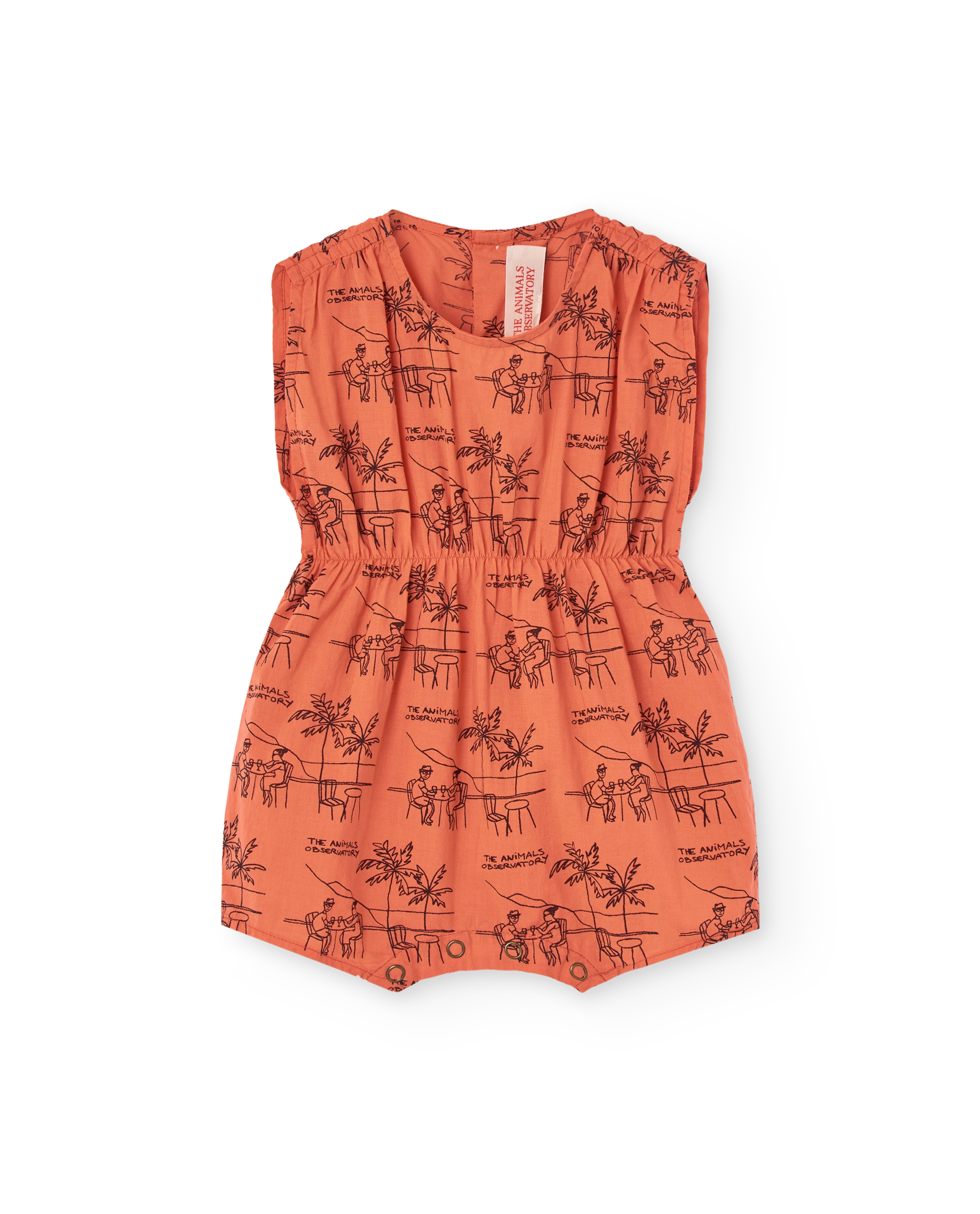 Salmon Drawings Boar Short Jumpsuit PRODUCT FRONT