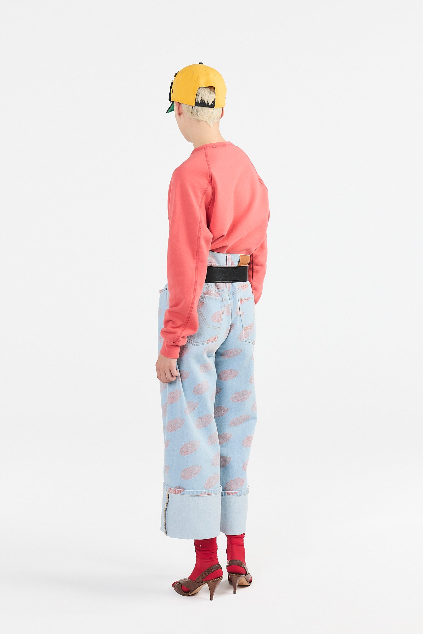 Soft Blue Kissing Warbler Jeans MODEL BACK