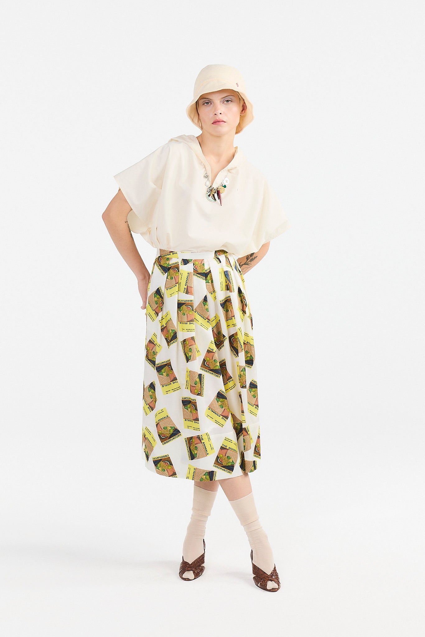 White Magazine Shikoku Midi Skirt MODEL FRONT