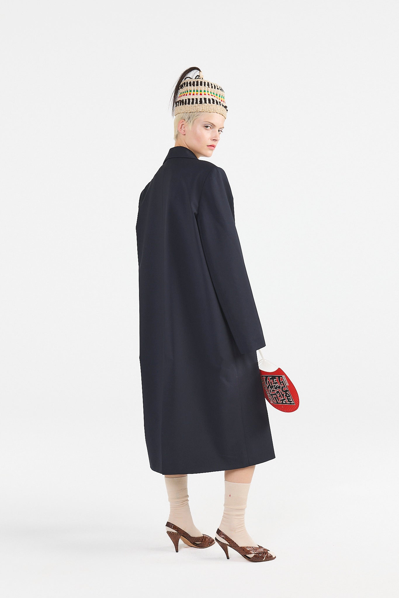 Navy Eider Coat MODEL BACK